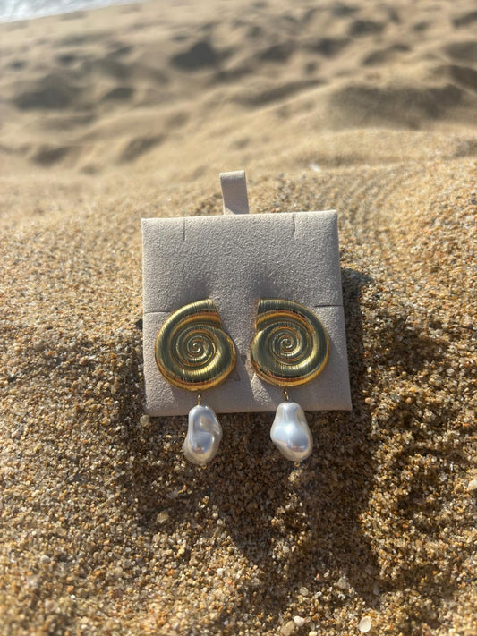 The Ammonite and Pearl Earrings