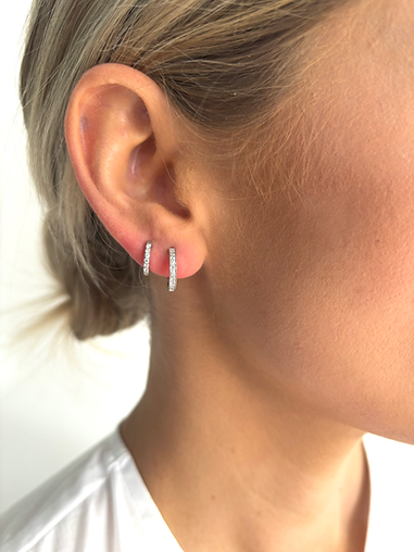 The Mini Diamond Huggie in Silver