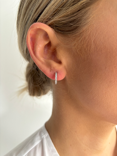 The Diamond Huggie in Silver