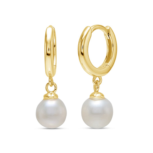 The Pearl Huggie in Gold image 0