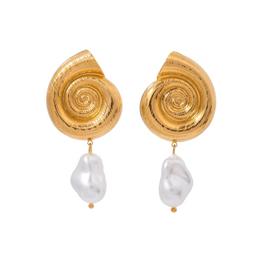 The Ammonite and Pearl Earrings