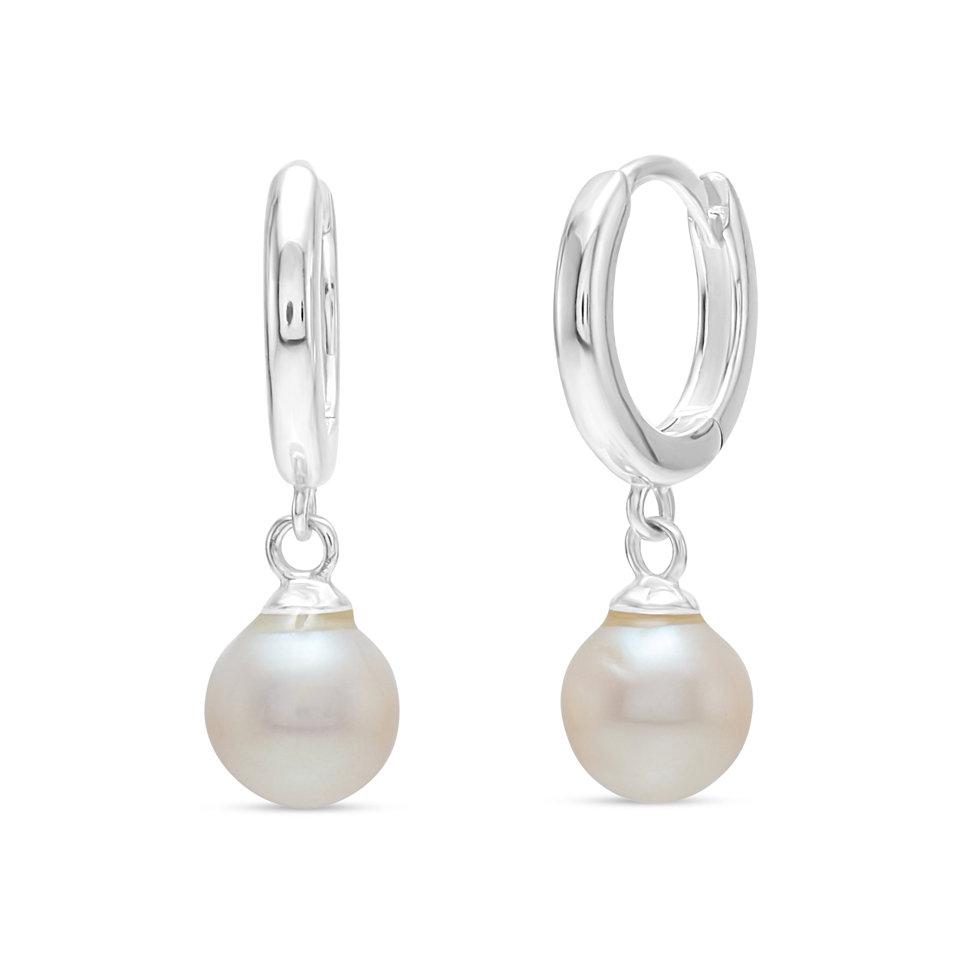 The Pearl Huggie in Silver image 0